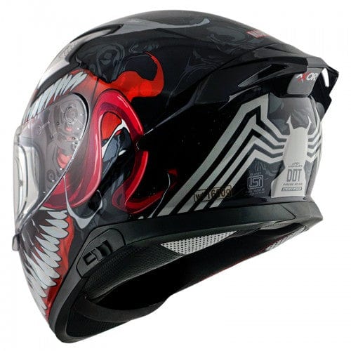 Destination Moto AXOR APEX MARVEL VENOM GLOSS BLACK RED HELMET