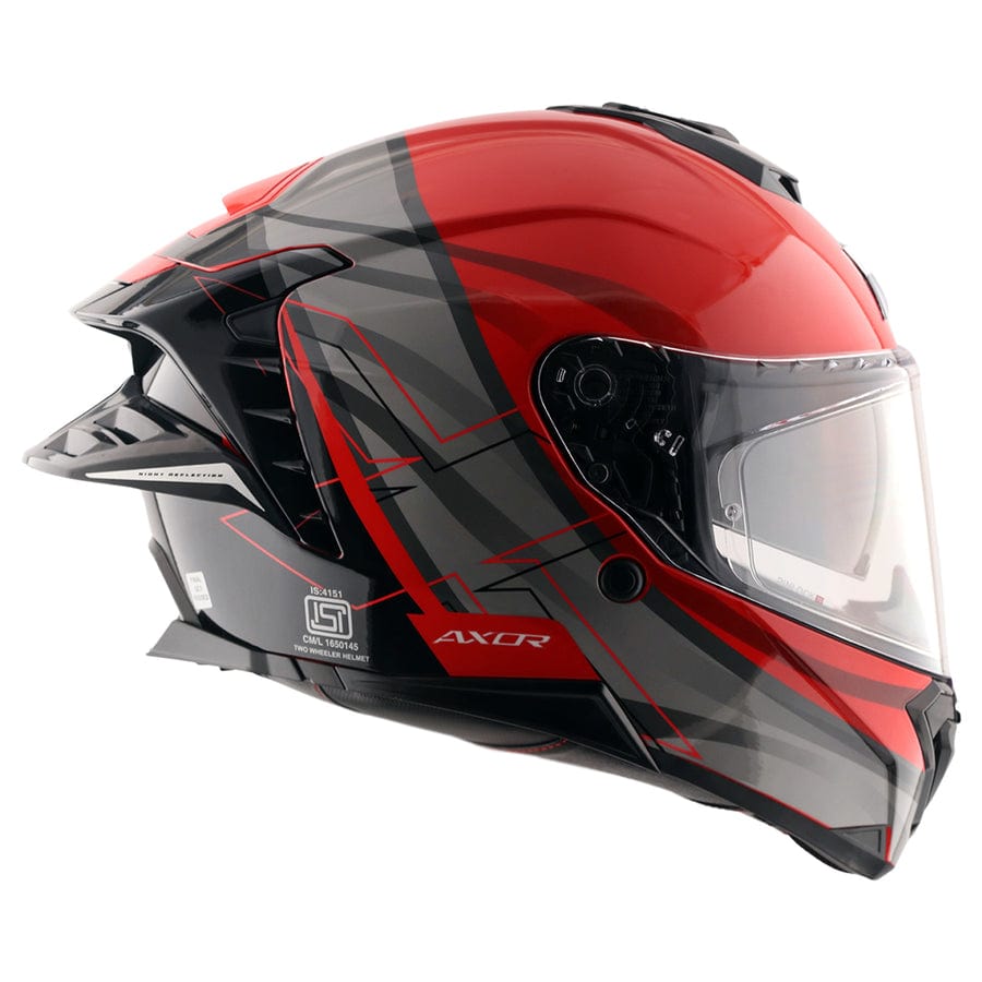 Destination Moto AXOR Brutale Surges Gloss White Red Dual Spoiler Helmet