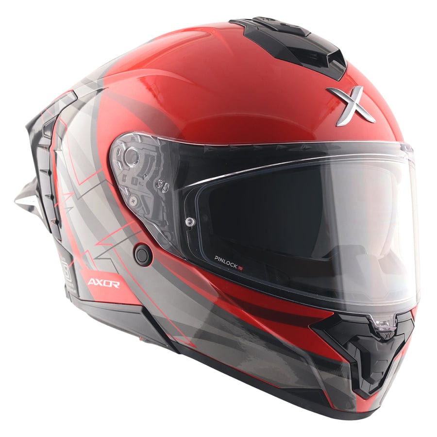 Destination Moto AXOR Brutale Surges Gloss White Red Dual Spoiler Helmet