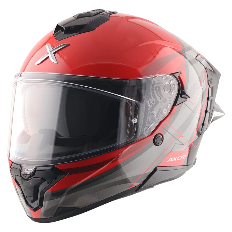 Destination Moto AXOR Brutale Surges Gloss White Red Dual Spoiler Helmet