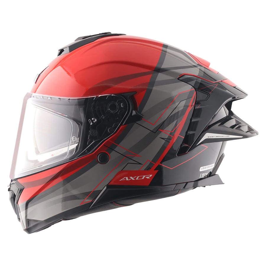 Destination Moto AXOR Brutale Surges Gloss White Red Dual Spoiler Helmet
