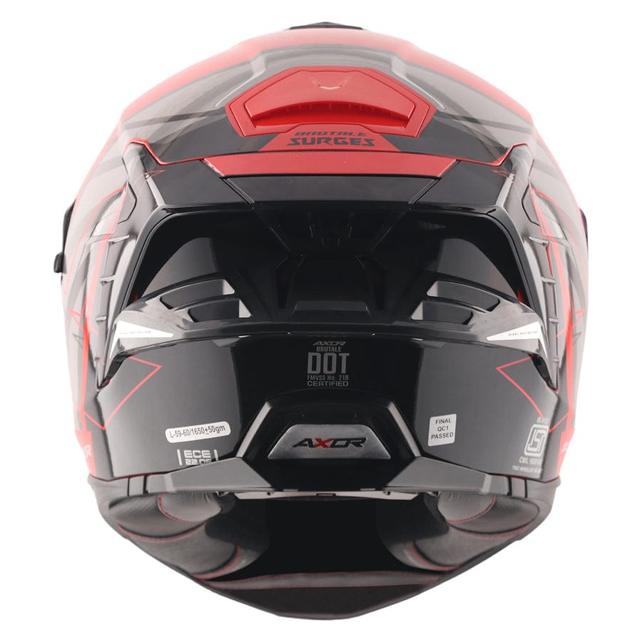 Destination Moto AXOR Brutale Surges Gloss White Red Dual Spoiler Helmet