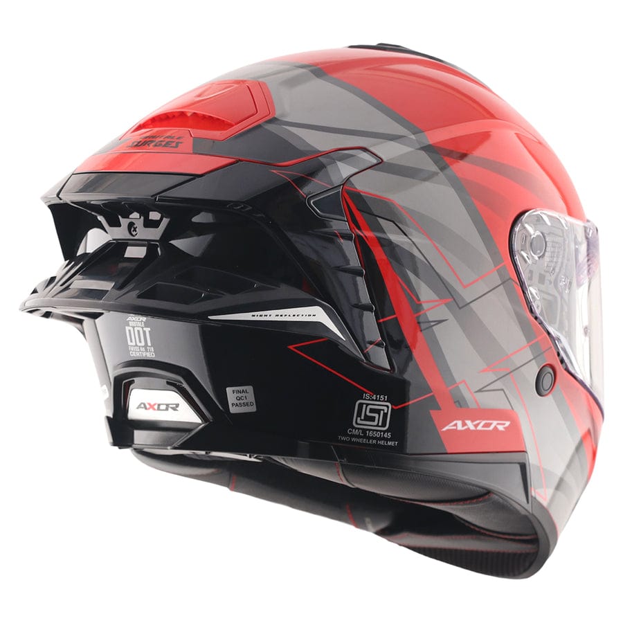 Destination Moto AXOR Brutale Surges Gloss White Red Dual Spoiler Helmet
