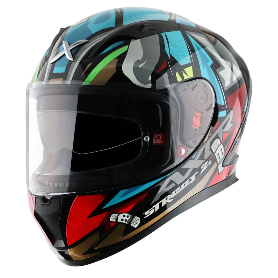 Destination Moto Axor STREET Bobby Gloss Black Blue Helmet