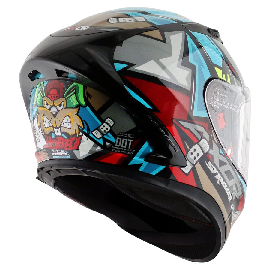 Destination Moto Axor STREET Bobby Gloss Black Blue Helmet
