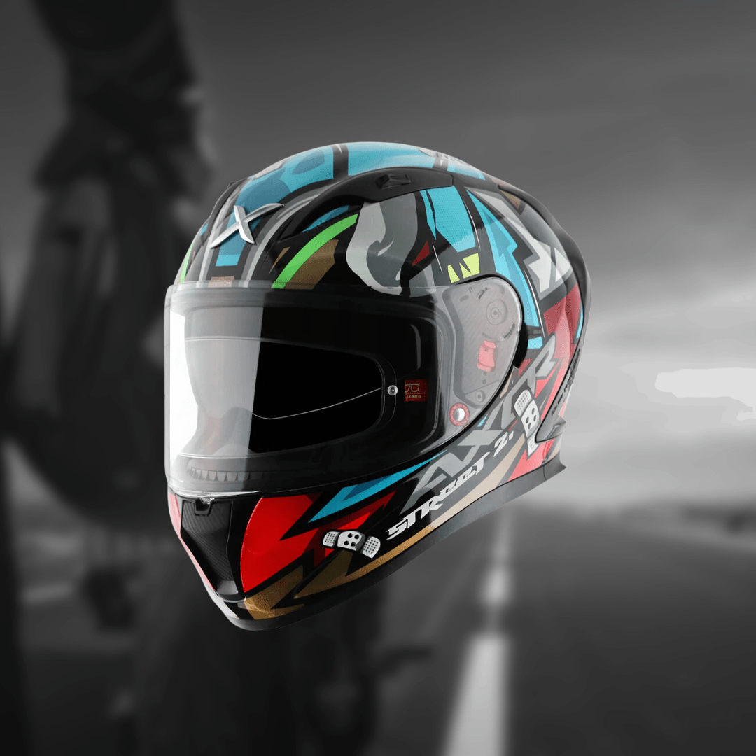 Destination Moto Axor STREET Bobby Gloss Black Blue Helmet