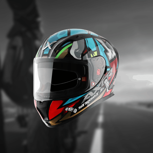 Destination Moto Axor STREET Bobby Gloss Black Blue Helmet