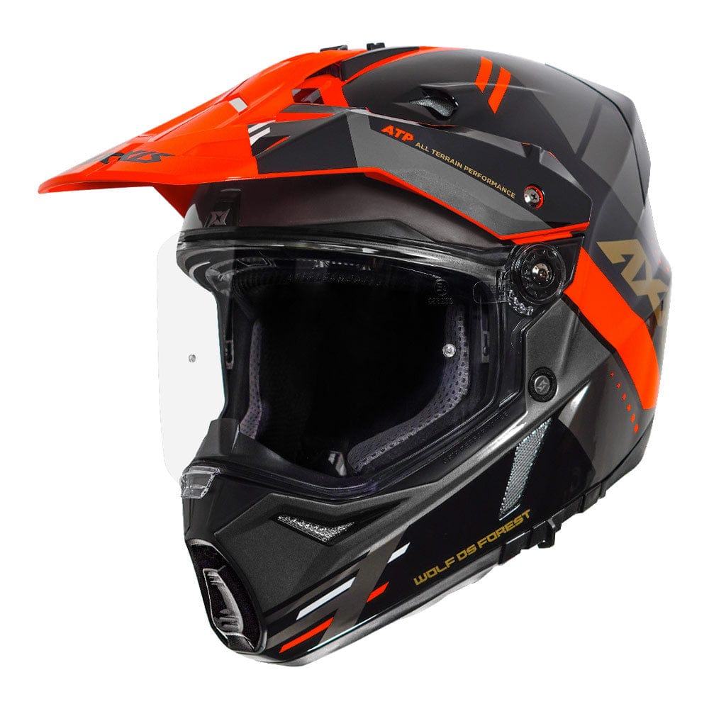 Destination Moto AXXIS WOLF DUAL SPORT FOREST GLOSS FLUORO RED HELMET