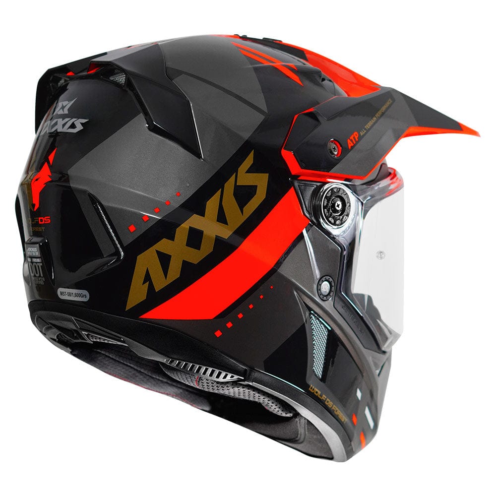 Destination Moto AXXIS WOLF DUAL SPORT FOREST GLOSS FLUORO RED HELMET