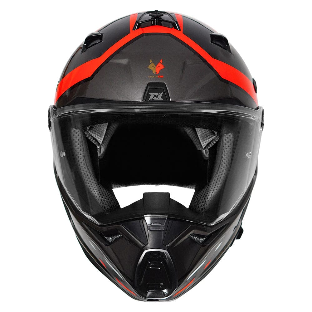 Destination Moto AXXIS WOLF DUAL SPORT FOREST GLOSS FLUORO RED HELMET