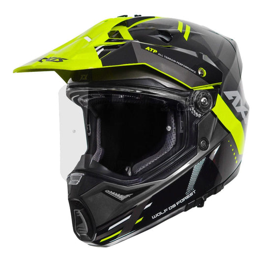 Destination Moto AXXIS WOLF DUAL SPORT FOREST GLOSS FLUORO YELLOW HELMET