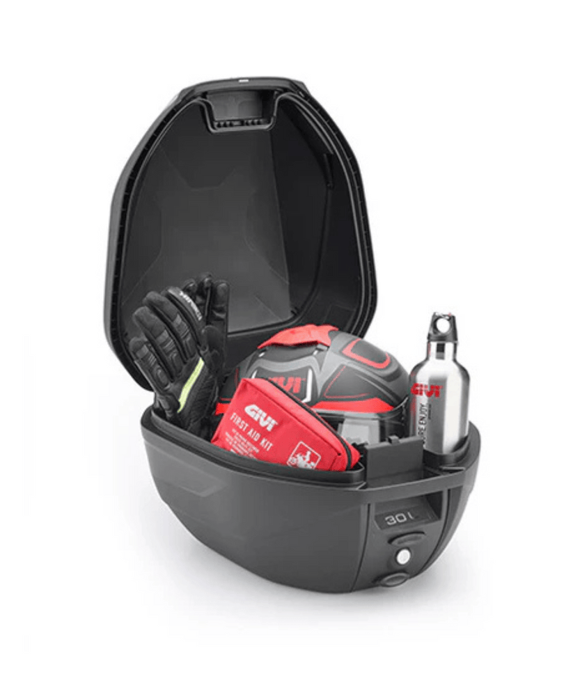 Destination Moto Givi Monolock Top Box 30L with Red Reflectors and Universal Mounting Plate Included - Black - C30N