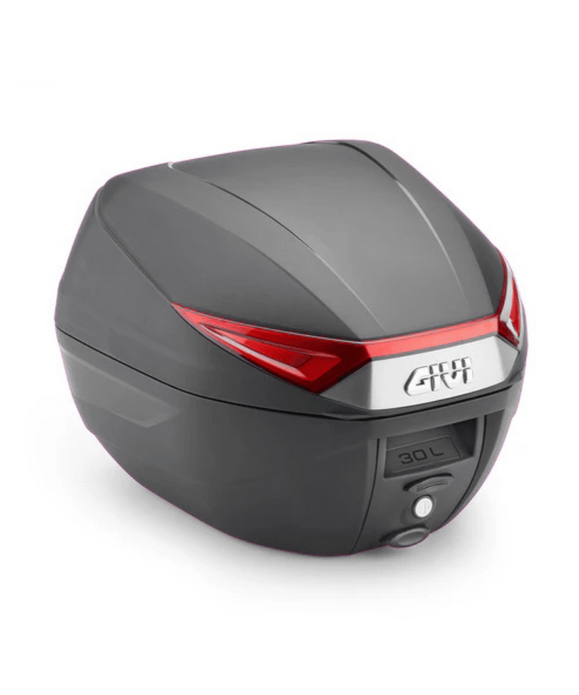 Destination Moto Givi Monolock Top Box 30L with Red Reflectors and Universal Mounting Plate Included - Black - C30N