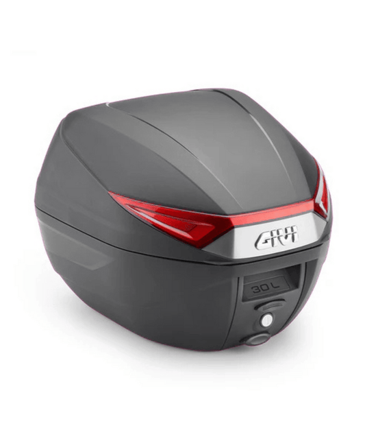 Destination Moto Givi Monolock Top Box 30L with Red Reflectors and Universal Mounting Plate Included - Black - C30N