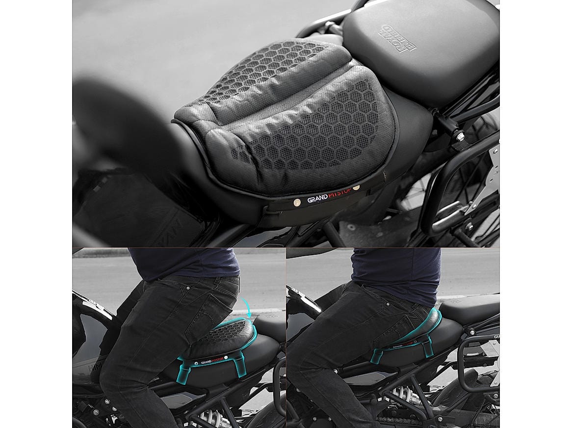 Destination Moto Grandpitstop Motorcycle Honeycomb Air Gel Seat Cushion - Universal Fit & Breathable Design