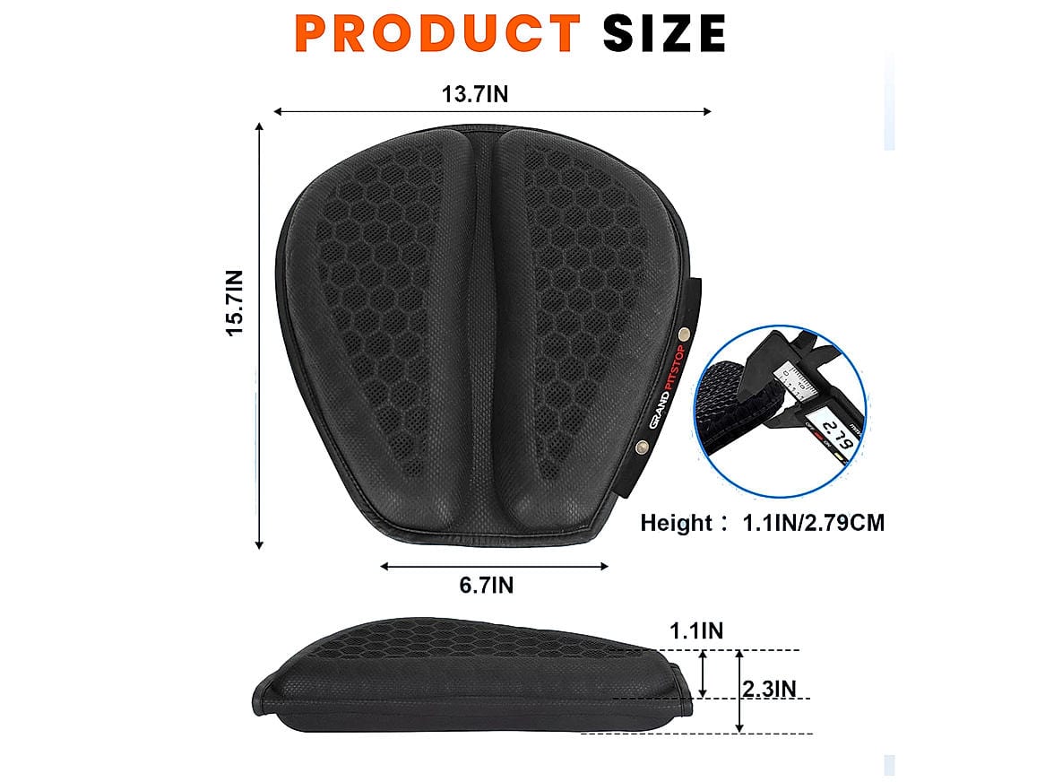 Destination Moto Grandpitstop Motorcycle Honeycomb Air Gel Seat Cushion - Universal Fit & Breathable Design