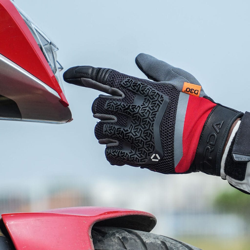 Destination Moto Korda Adventure Riding Gloves With D3O BLACK RED
