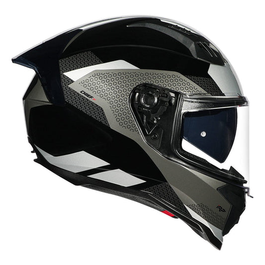 Destination Moto Korda Evo Chief Gloss Black Grey Helmet