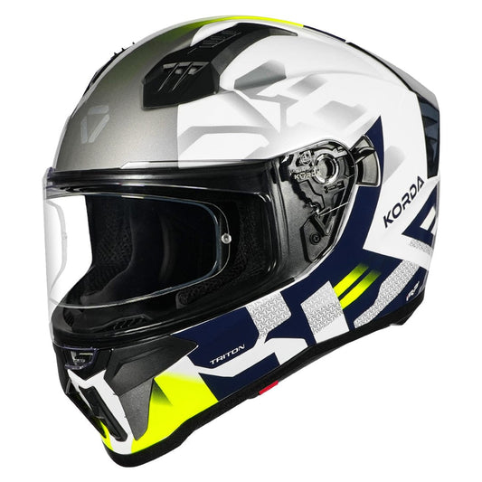 Destination Moto Korda Evo Orcus Gloss White Blue Green Helmet