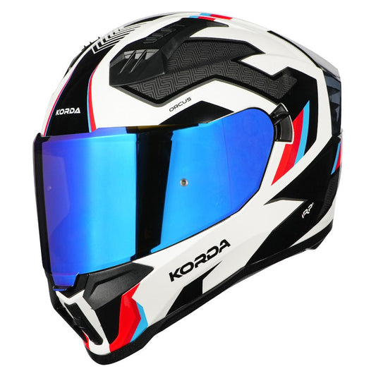 Destination Moto Korda Evo Orcus Gloss White Blue Red Helmet