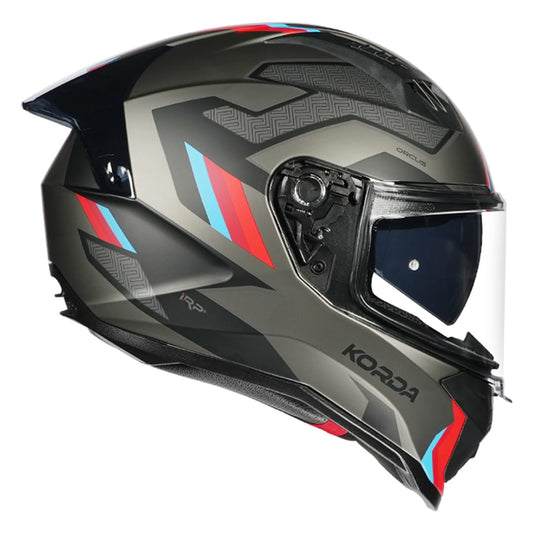 Destination Moto Korda Evo Orcus Matt Grey Blue Red Helmet