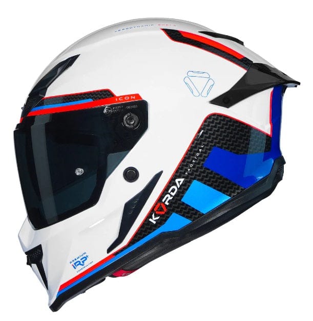 Destination Moto Korda Icon Duo Gloss White Blue Red Helmet