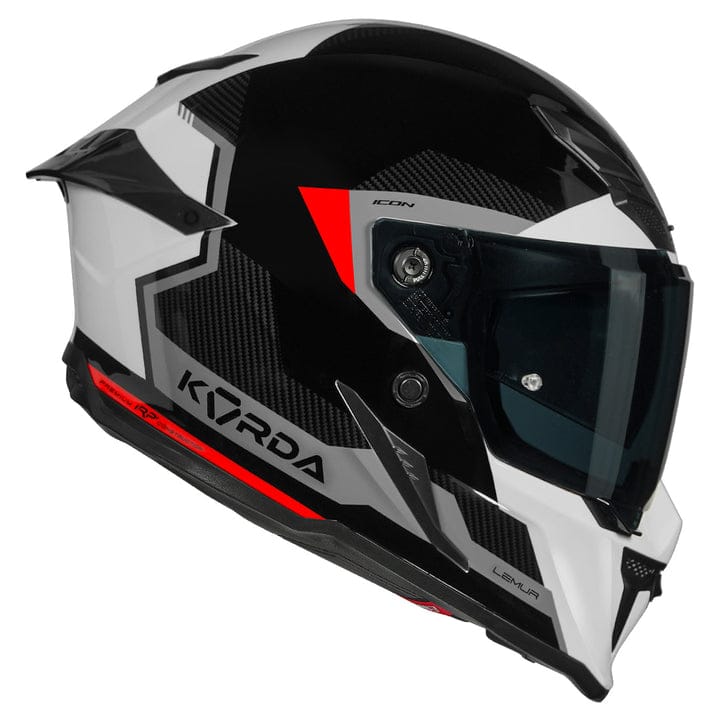 Destination Moto Korda Icon Lemur Gloss White Black Red Helmet