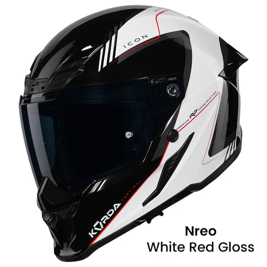 Destination Moto Korda Icon Nero Gloss White Red Helmet