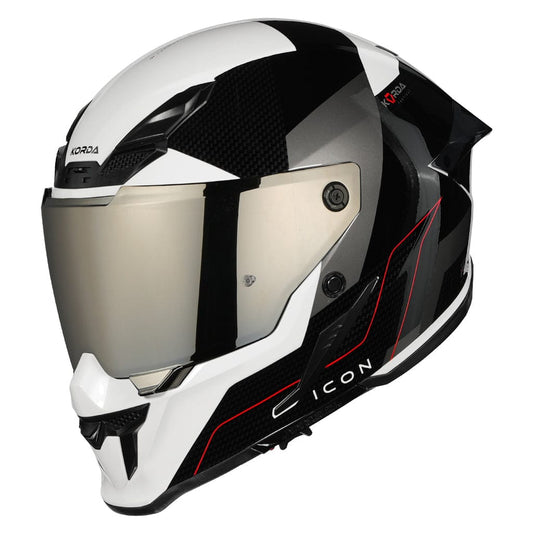 Destination Moto Korda Icon NYX Gloss Black White Helmet