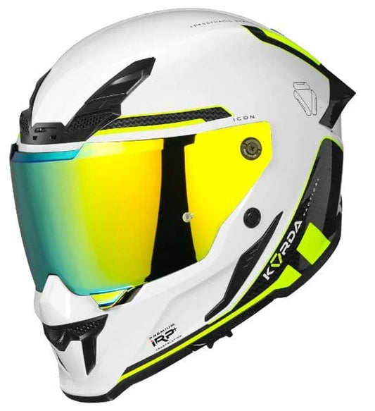 Destination Moto Korda Icon Tokio Gloss White Yellow Helmet