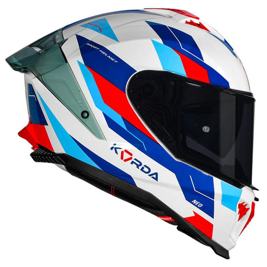 Destination Moto Korda Neo Titan Gloss White Blue Red Helmet