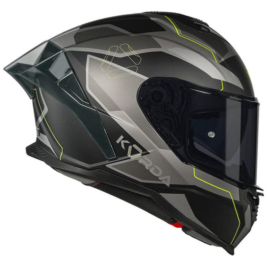 Destination Moto Korda Shockwave Flow Matt Black Grey Neon Helmet