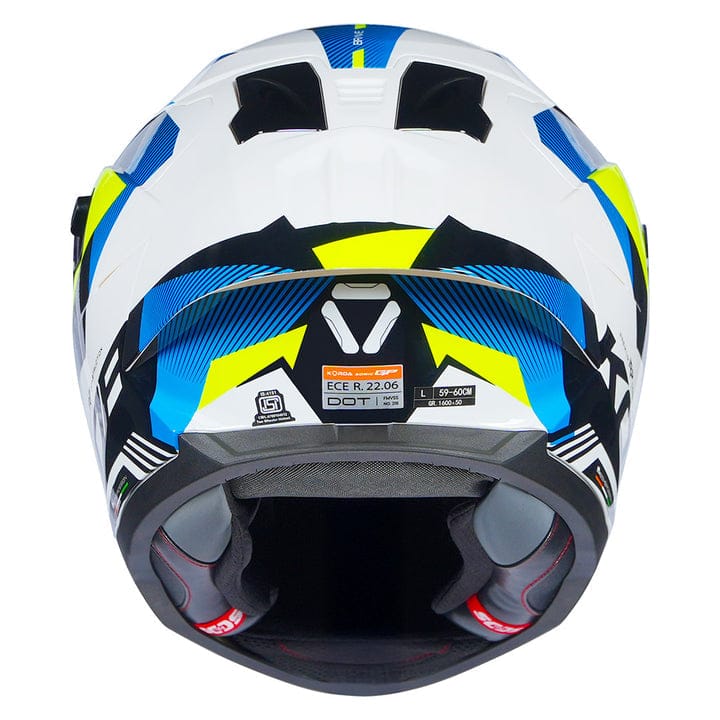Destination Moto Korda Sonic GP Brave Gloss White Blue Yellow Helmet