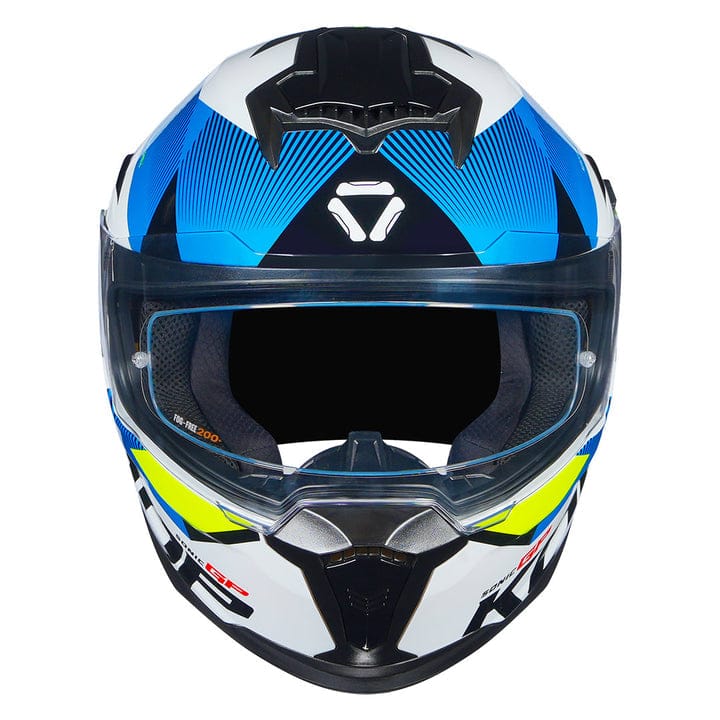 Destination Moto Korda Sonic GP Brave Gloss White Blue Yellow Helmet
