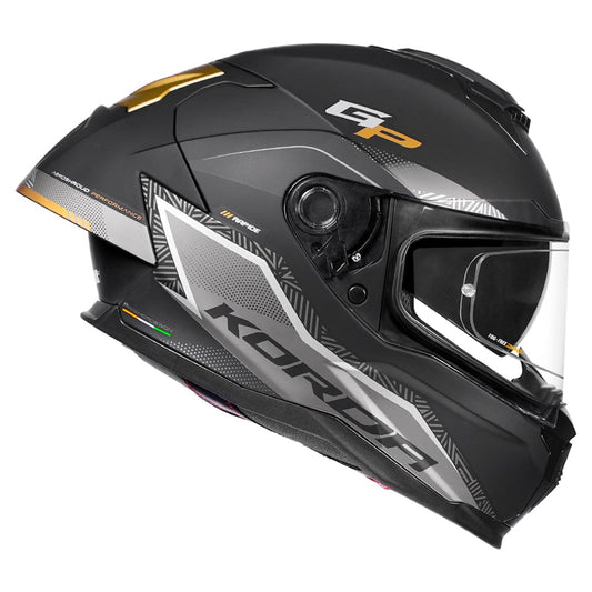 Destination Moto Korda Sonic GP Rapide Matt Grey Gold Helmet