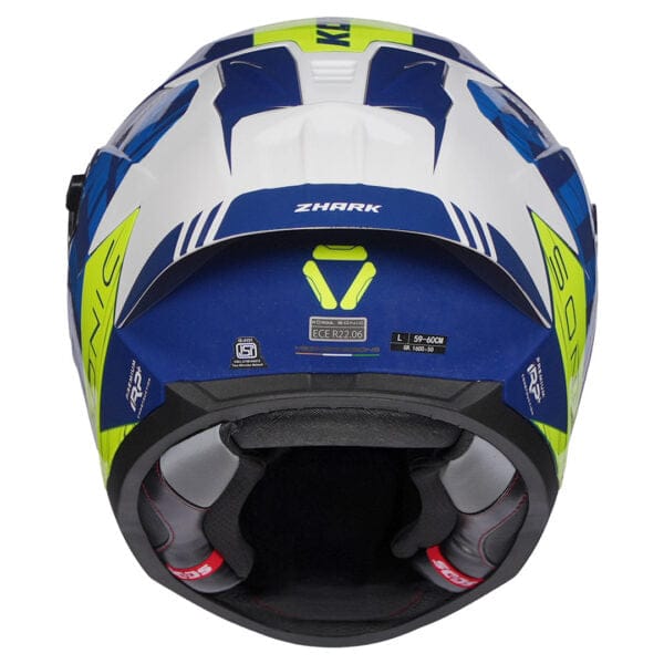 Destination Moto Korda Sonic GP Zhark Gloss White Blue Neon Helmet