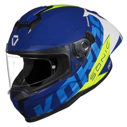 Destination Moto Korda Sonic GP Zhark Gloss White Blue Neon Helmet
