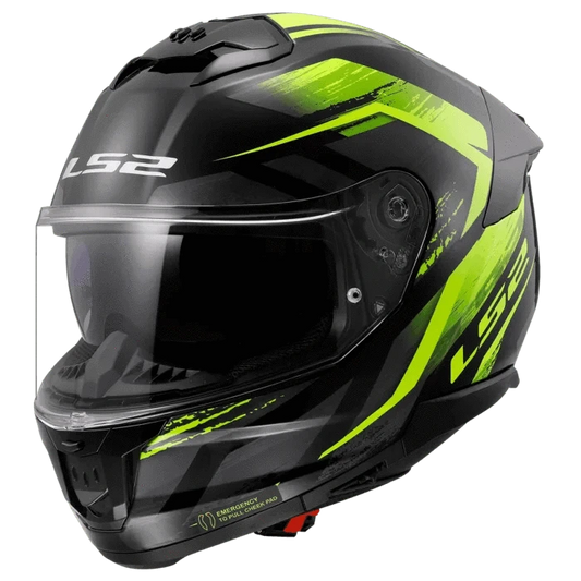 Destination Moto LS2 FF320 STREAM II FURY GLOSS BLACK HI VIZ YELLOW HELMET