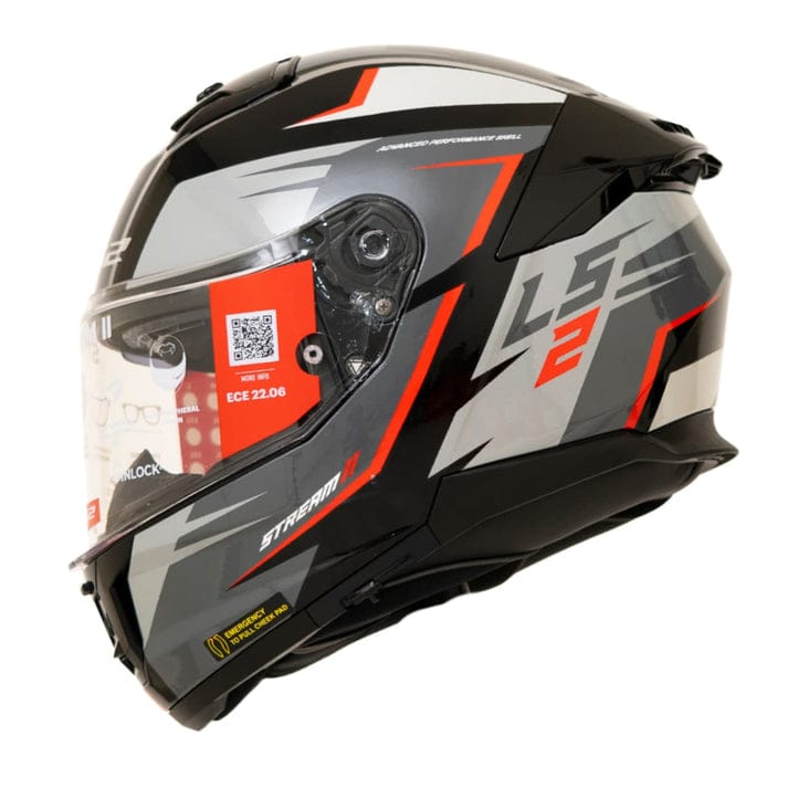 Destination Moto LS2 FF320 STREAM II METEOR GLOSS BLACK GREY RED HELMET