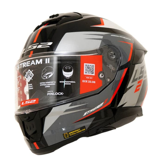 Destination Moto LS2 FF320 STREAM II METEOR GLOSS BLACK GREY RED HELMET