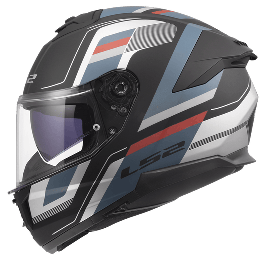 Destination Moto LS2 FF320 STREAM II VINTAGE MATT BLACK GREY RED HELMET