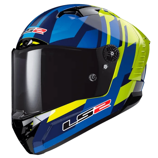 Destination Moto LS2 FF805 THUNDER CARBON GAS BLUE HI VIZ YELLOW HELMET