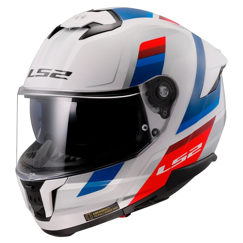 Destination Moto LS2 FF808 Vintage Gloss White Blue Red Helmet
