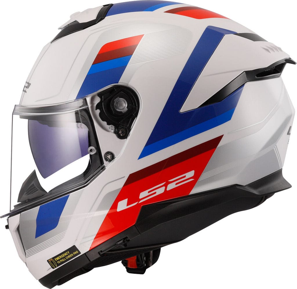 Destination Moto LS2 FF808 Vintage Gloss White Blue Red Helmet