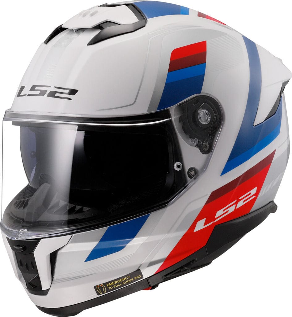 Destination Moto LS2 FF808 Vintage Gloss White Blue Red Helmet