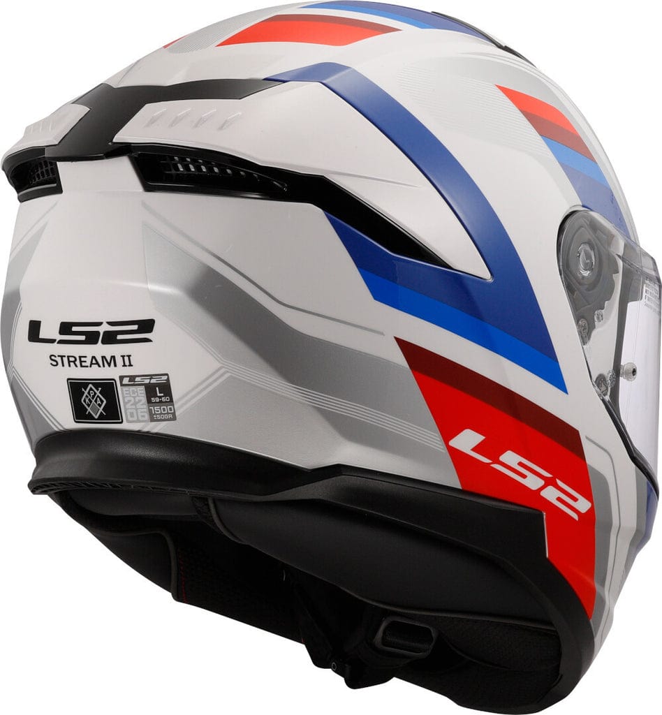 Destination Moto LS2 FF808 Vintage Gloss White Blue Red Helmet