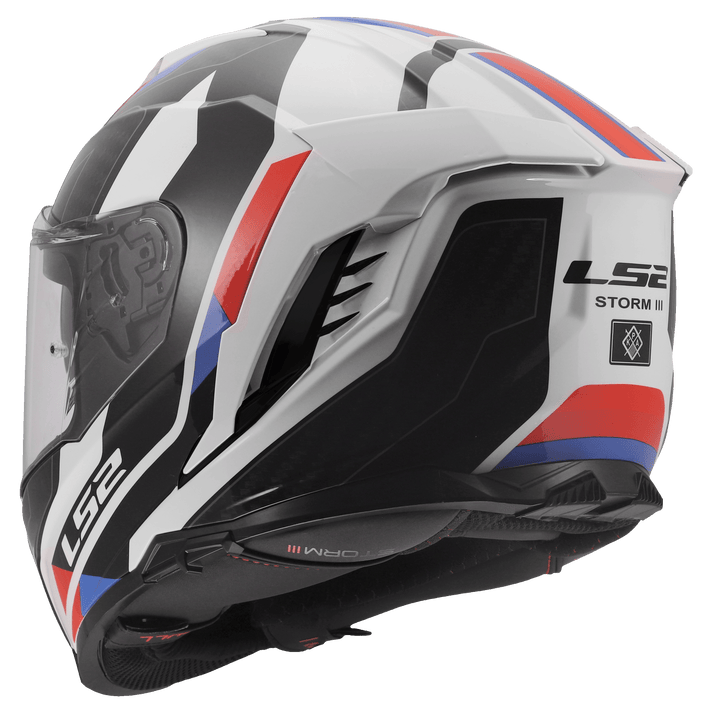 Destination Moto LS2 FF818 Storm 3 Helmet Sporty Gloss White Blue Red
