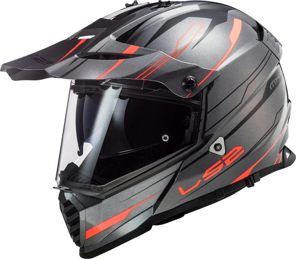 Destination Moto LS2 MX436 PIONEER EVO Knight Gloss Titanium Orange Helmet