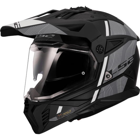 Destination Moto LS2 MX436 PIONEER II HILL MATT BLACK GREY HELMET