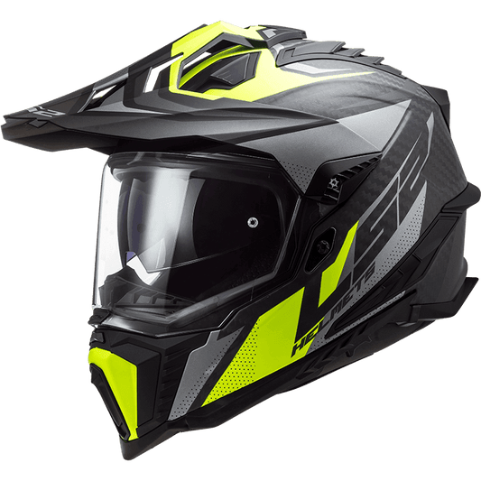 Destination Moto LS2 MX701 EXPLORER CARBON FOCUS MATT TITANIUM HI-VIZ YELLOW HELMET (PRE ORDER)